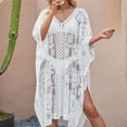 thumbnail image 5 of JGGSPWM Elegant Lace Beach Cover Up for Women, Bathing Suit Cover Up, V-Neck Swimsuit Coverup, Pool Swimwear Crochet Dress White Free Size, 5 of 8