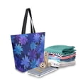 thumbnail image 2 of Open Top Canvas Tote Bag with Zipper Reusable Shopping Bag 13.5x15" Roomy Carryall Deep Indigo Snowflakes, 2 of 9