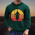 thumbnail image 2 of Valora Men Sweatshirt Men's Hoodies Sweatshirts Fashion Casual Motorcycle Print Hooded Pullover Long Sleeve Drawstring Sweater Top Dark Green 2XL, 2 of 4
