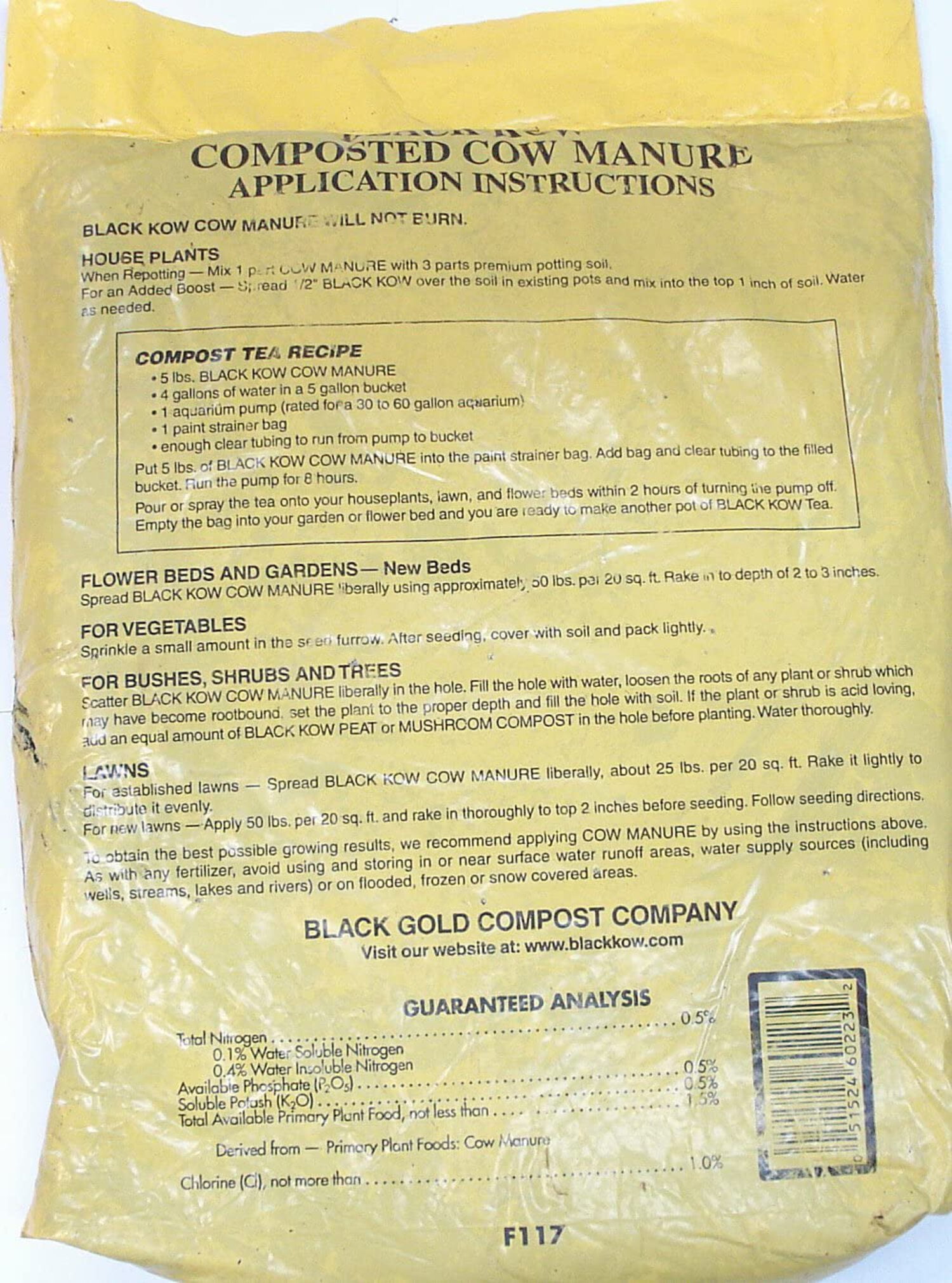 Black Kow Composted Cow Manure Organic Fertilizer, 1 cu ft with Beneficial Microbes