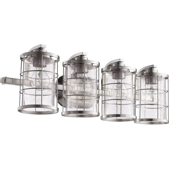 Quorum Lighting Ellis Glass 4-Light Satin Nickel Vanity Fixture