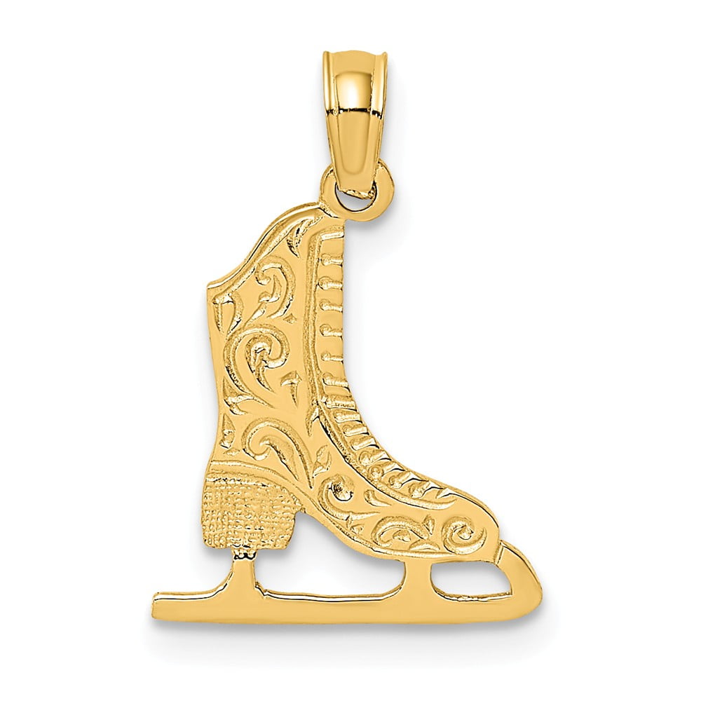 0.53 Inches 14K Yellow Gold Ice Skating Shoe Charm Pendant 