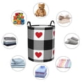 thumbnail image 6 of Goofa Heart Black Buffalo Plaid Gingham Printed Circular Hamper,Laundry Basket with Handles,Storage Baskets Foldable,Large Capacity Laundry Hamper-Medium, 6 of 8
