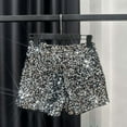 thumbnail image 2 of MIXUE Shorts For Women Summer Solid Color Sparkly Sequined Heavy Zipper Club Womens Shorts Outwear,Silver,S, 2 of 3