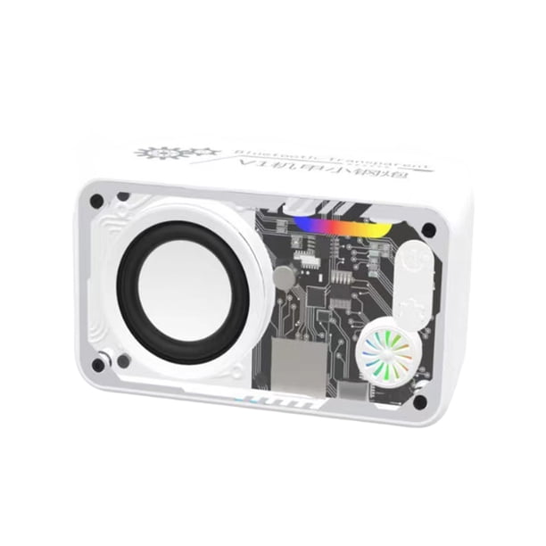 Injueey Altavoz Bluetooth inalámbrico portátil con altavoz de graves portátil con efecto de luz LED deslumbrante Cables de audio/vídeo blanco V1
