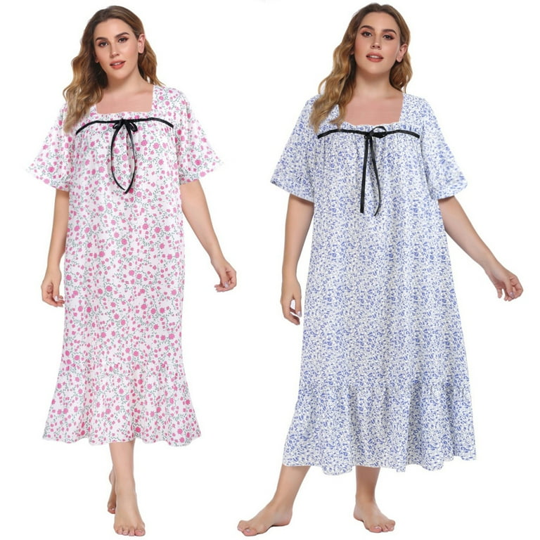 Women's Satin Nightgowns Short Sleeve Sleepwear V Neck Boyfriend Casual  Dresses With Chest Pocket