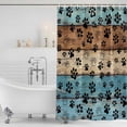 thumbnail image 2 of Light Blue Brown Shower Curtain, Waterproof Shower Curtains for Bathroom, Rustic Farmhouse Dog Paw Vintage Washable Fabric Bathtub Curtain Set Bath Decor with 12 Hooks 72"x78", 2 of 6