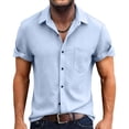 thumbnail image 2 of Short Sleeve Shirts for Men Button Up Casual Lightweight Pocket T Shirts Collared Vacation Beach Shirt Summer Tops, XL, 2 of 9