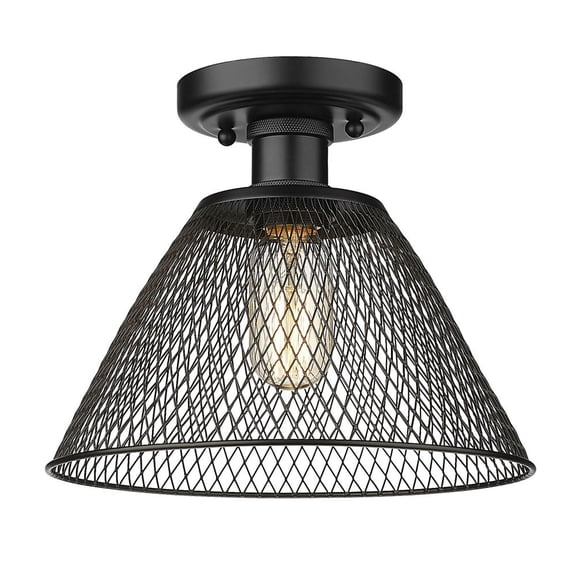Yep by Golden Lighting Carver 1-light Semi-Flush Mount in Matte Black