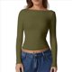 thumbnail image 1 of Camisa de Larga con Cuello Redondo para Mujer, Básica, con Doble Forro y Fruncido Lateral, para Salir Verde S, 1 of 6