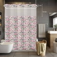 thumbnail image 5 of Spring Flowers No Hooks Shower Curtain with Snap-in Liner Vintage Hummingbird Butterflies Pink Flower Shower Curtains for Bathroom, Waterproof, Easy Install, Washable 72"x84", 5 of 9