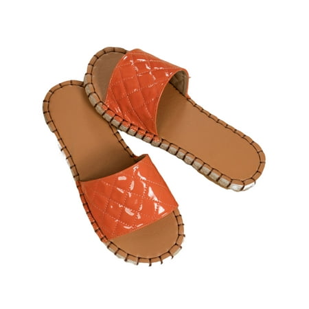 

Lacyhop Women s Slide Sandal Slip On Flat Sandals Beach Slippers Indoor&Outdoor Comfort Shoes Fashion Summer Slides Orange 7