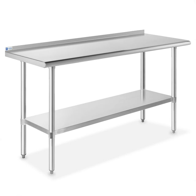 GRIDMANN Table de Préparation de Cuisine en Acier Inoxydable 60 x 24 Pouces avec Dosseret et Tablette Inférieure, Table de Travail Commerciale Certifiée NSF pour Restaurant et Maison