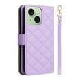 thumbnail image 2 of Compatible for iPhone 13 Wallet Case, Crossbody Strap PU Leather Folio Phone Cover, Zipper Handbag Purse with Card Holder Lanyard Flip Stand for iPhone 13, Purple, 2 of 10