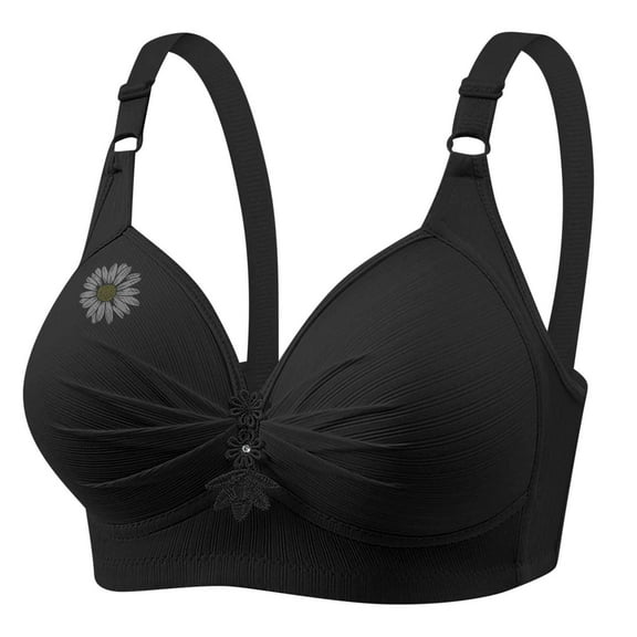 Dagegui Women's Bras 3X Womens Plus Size Bras Full Coverage No Underwire Underwear Adjustable Strap Wireless Padded Push Up Bra Black