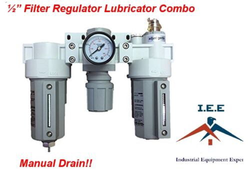 Manual Drain Two Piece Compressed Air Filter Regulator Lubricator Combination with Gauge 