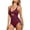 Wine, variant on TAGOLD Plus Size Summer Swimsuit for Women,Women's Sexy Solid Color Swimsuit V-neck Slim Swimsuit Bikini Straped Swimsuits