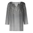 thumbnail image 4 of Womens 3/4 Length Sleeve Tops Casual Henley Summer Shirts Loose Fit Three Quarter Length Sleeve Blouses, 4 of 5