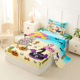 thumbnail image 2 of Feelyou Cartoon Skeleton Twin Sheets, Summer Beach Flamingo Bedding, Blue Yellow, 3pcs, 1 Flat Sheet, 1 Fitted Sheet and 1 Pillowcase, 2 of 5