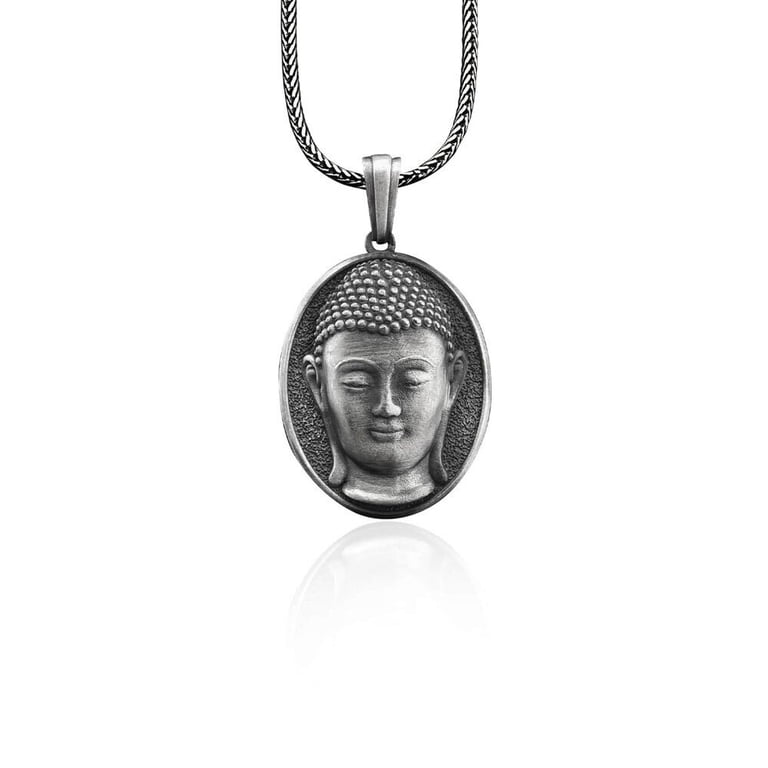 Tibetan Buddhist Six-Word Mantra Pendant Necklace - Gold Coin Disc With 23.6" Stainless Steel Chain