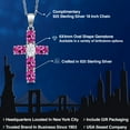 thumbnail image 2 of Gem Stone King 925 Sterling Silver Pink Created Sapphire and White Moissanite Cross Pendant Necklace for Women | 3.00 Cttw | Gemstone September Birthstone | Oval 6X4MM | With 18 inch Chain, 2 of 6