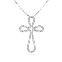 ANGARA Natural Diamond Loop Cross Pendant in 14K White Gold for Women (Size-1.35mm| Color-I-J| Clarity-I1-I2) | April Birthstone, Anniversary, Jewelry Gift for Women | Natural Diamond Necklace