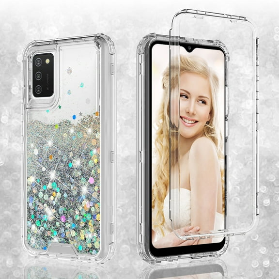 Galaxy A02s Case,Samsung A02s Case Liquid Glitter Waterfall Shock Proof Phone Case Cute Girls Women for Samsung Galaxy A02s Case - Clear