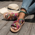 thumbnail image 6 of Yuanlong Womens Sandals Flat Beach Sandals Printed Crisscross Strap Slingback Breathable Hollow Daily Leisure Shoes, 6 of 7