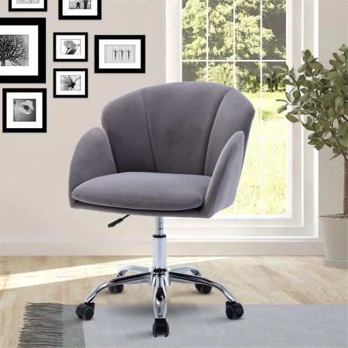 Leather Padded Seat Grey Details about   Ergonomic Adjustable Swivel Chair with Lumbar Support 