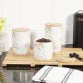 thumbnail image 4 of Home Basics Marble Like Large Ceramic Canister with Bamboo Top, White, 4 of 6