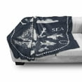 thumbnail image 3 of Navy Blue Soft Flannel Fleece Throw Blanket, Sea Themed Hand Print Grunge Elements Marine Underwater Yacht Cruise Pattern, Cozy Plush for Indoor and Outdoor Use, 50" x 70", Navy White, by Ambesonne, 3 of 6