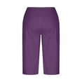 thumbnail image 5 of Tnhcen Women's Summer Solid Color Yoga Capri Pants High-Waisted Elastic with Pockets Decorative Buttons Gabardine Workout Athletic Wear S-2XL Multiple Colors Available, 5 of 7
