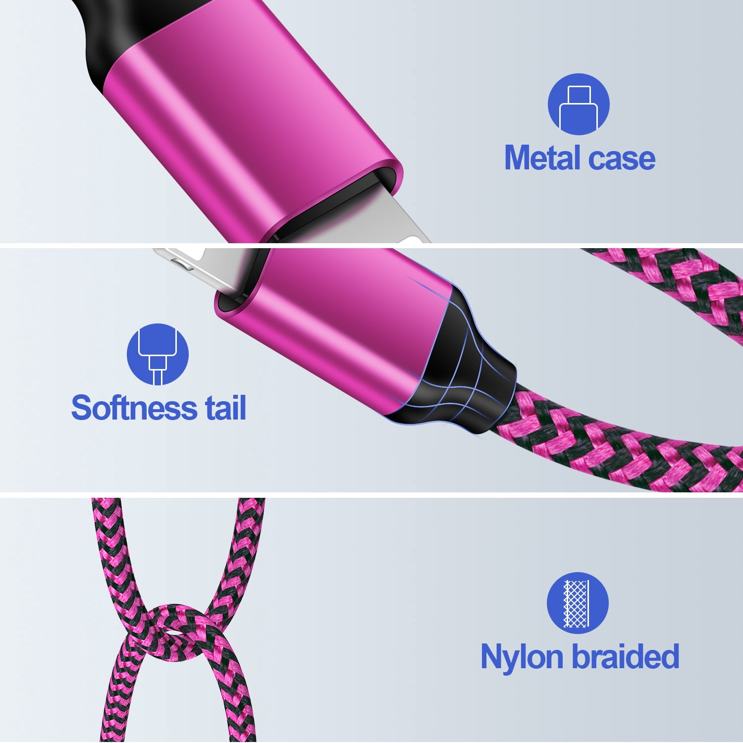 Compatible with iPhone Charger Fast Charging AILKIN 3Pack Charger Block with 6ft Cord Charging Block Plug Power USB Wall Charger Adapter Compatible with iPhone 14/13/12/11,Pink