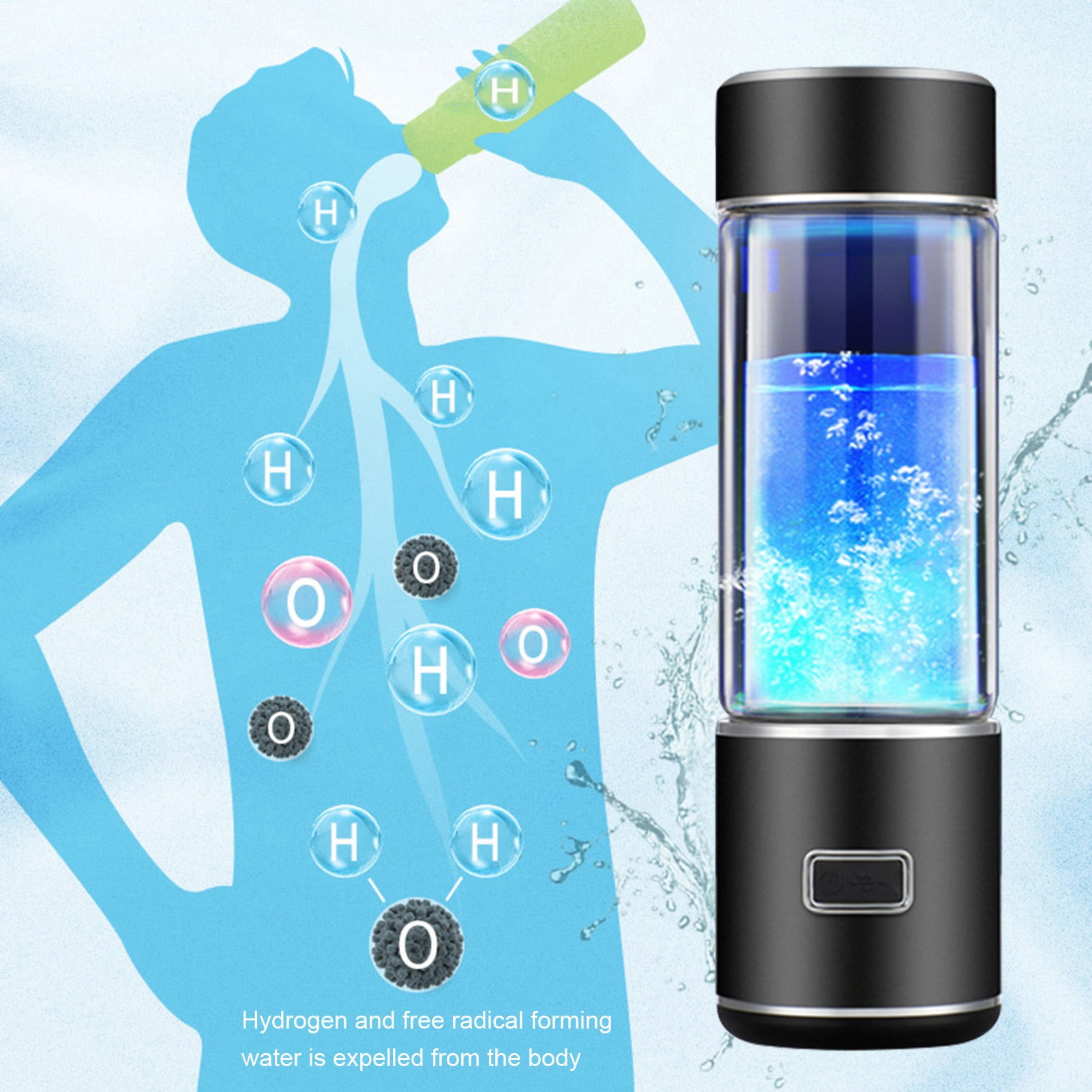 sunsanly 300ML Hydrogen Rich Water Bottle SPE PEM Technology Portable Glass Hydrogen Water Generator Healthy Glass Drinking Cup Birthday Gift