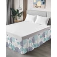 thumbnail image 4 of Teal Blue Grey Coastal Wrap Around Bed Skirts for King Bed 16" Drop,Bed Skirt with Adjustable Elastic Belt Dust Ruffle Bed Valance for Bedroom Hotel Summer Beach Coral Shell Starfish Bed Frame Cover, 4 of 7