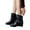 Black, variant on Vintage Ankle Boots for Women Low Wedges Heel Leather Buckle Slip on Short Booties(White,6.5)