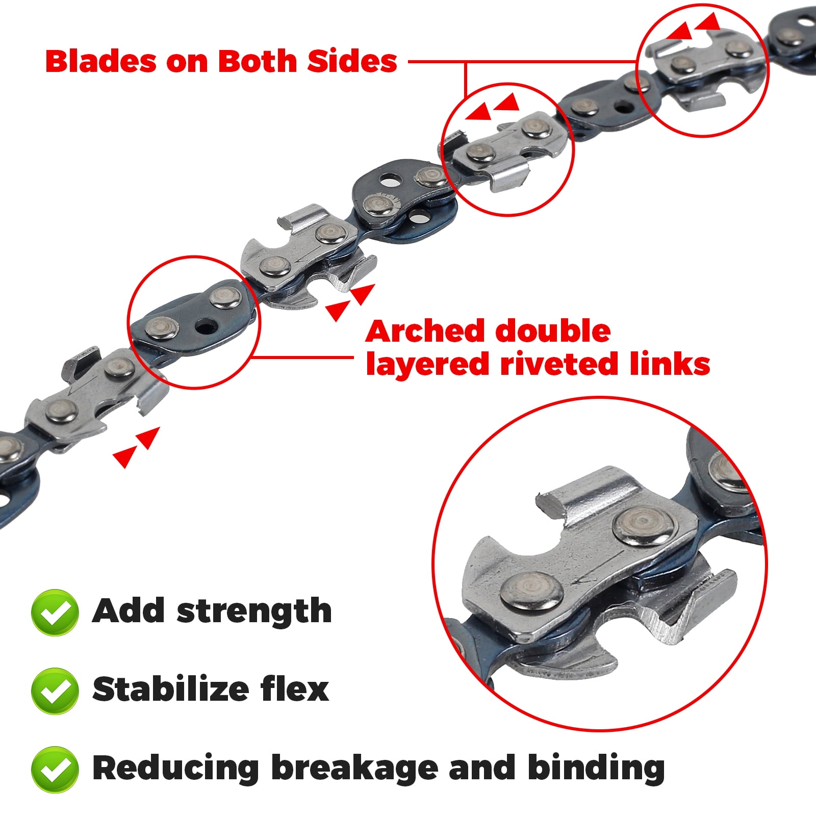 OKYMOTOR 53 Inch Hand Rope Chain Saw Sharp Manual Tree Chain Saw with 68 Teeth Folding Pocket Wood Cutting Tool for Gardening Camping Survival Gear