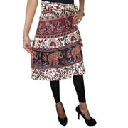 Mogul Women's Wrap Around Skirt Animals Print Knee Length Boho Chic Skirts