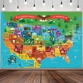 thumbnail image 3 of United States Map Party Backdrop,7X5Ft Cartoon Fun Facts Geography Usa Map Photography Background Party Event Decoration, 3 of 4