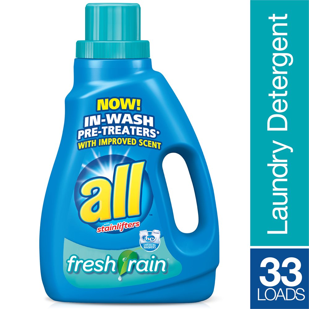 all Liquid Laundry Detergent, Fresh Rain, 50 Fluid Ounces, 33 Loads
