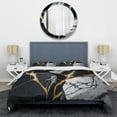 thumbnail image 3 of Designart "Marbled Gold Geode Abstraction II" Abstract Marble Bedding Covert Set - Modern Black Abstract Bed Set With 2 Shams, 3 of 6