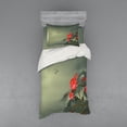 thumbnail image 2 of Dragonfly Duvet Cover Set, Traditional Japanese Painting Lotus Blooms in Hazy Tones Design, Bedding Set with Shams and Fitted Sheet, 3 Sizes, by Ambesonne, 2 of 3