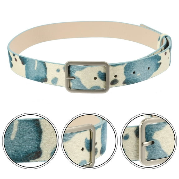 HONMEET 1Pack Girls Western Belt Rectangular Shape Blue Pu Leather Durable for Casual Occasions
