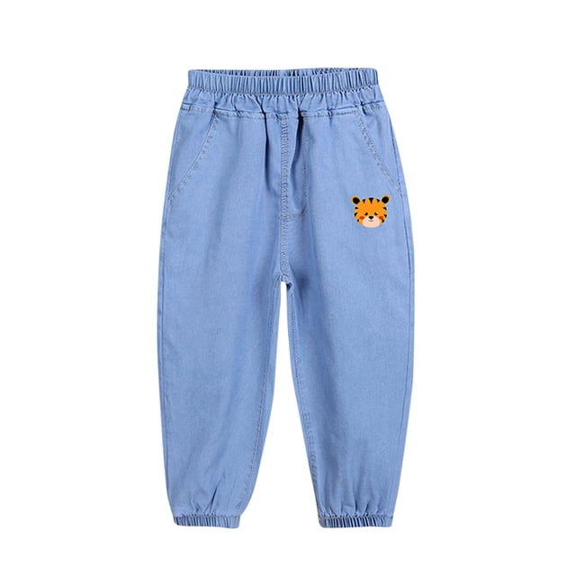 Odeerbi 1-8 Años Niñas Primavera Verano Vaqueros Lindo Estampado Jogger Pantalones Vaqueros Casuales Al Aire Libre Suelto Tobillo Pantalones Vaqueros