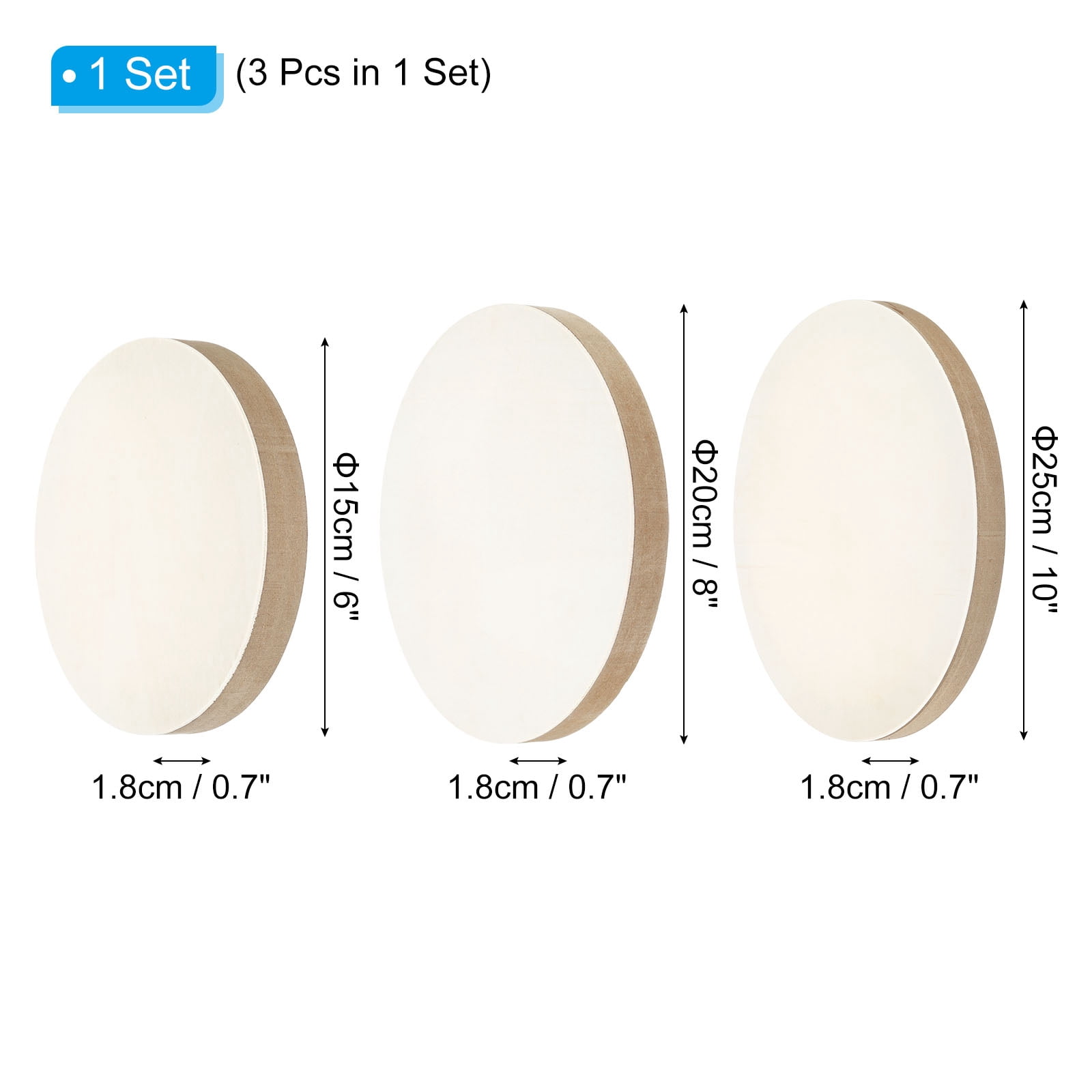 Uxcell 6" 8" 10" Wood Panels Board, Unfinished Round Wood Canvas Wood Panel Painting Board, Wood Color