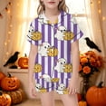 thumbnail image 2 of SJLDQY Girls' Halloween Pajama Sets Ghost Pumpkin Print Short Sleeve Shirts and Shorts 2 Piece Pj Sets Casual Sleepwear Button Down Loungewear Sets, 2 of 5