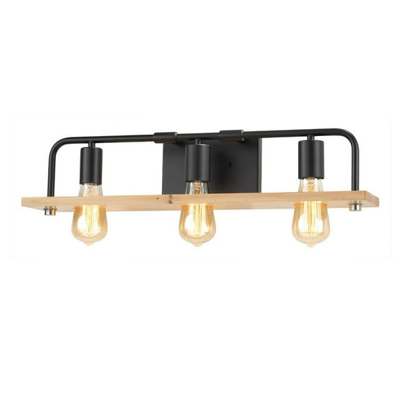 Justice Design Group Eco-8393-Wood Eco 3 Light 24" Wide Bathroom Vanity Light - Black