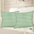 thumbnail image 2 of Striped Throw Pillow Covers Farmhouse Boho Geometric Linen Ticking Stripe Pattern Cushion Covers Pinstripe Durable Pillowcases for Sofa Couch Living Room 20x20 Inch Sage Green Pack of 2, 2 of 6