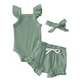 thumbnail image 4 of DXOUPM Baby Girl Clothes 3pcs Girl Outfit Girl Romper Summer Baby Girlsâ Clothing Shorts Set Army Green 70, 4 of 4