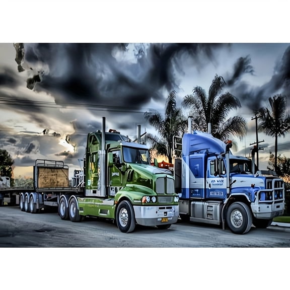 Diamond Painting Kits for Adults Freight Truck Full Drill DIY Diamond Art for Adults Beginners Picture Art Crystal Painting for Home Wall Decor